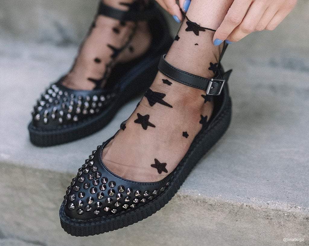 A9575L Black TUKskin™ Pointed Studded Sandal Black T.U.K. Shoes
