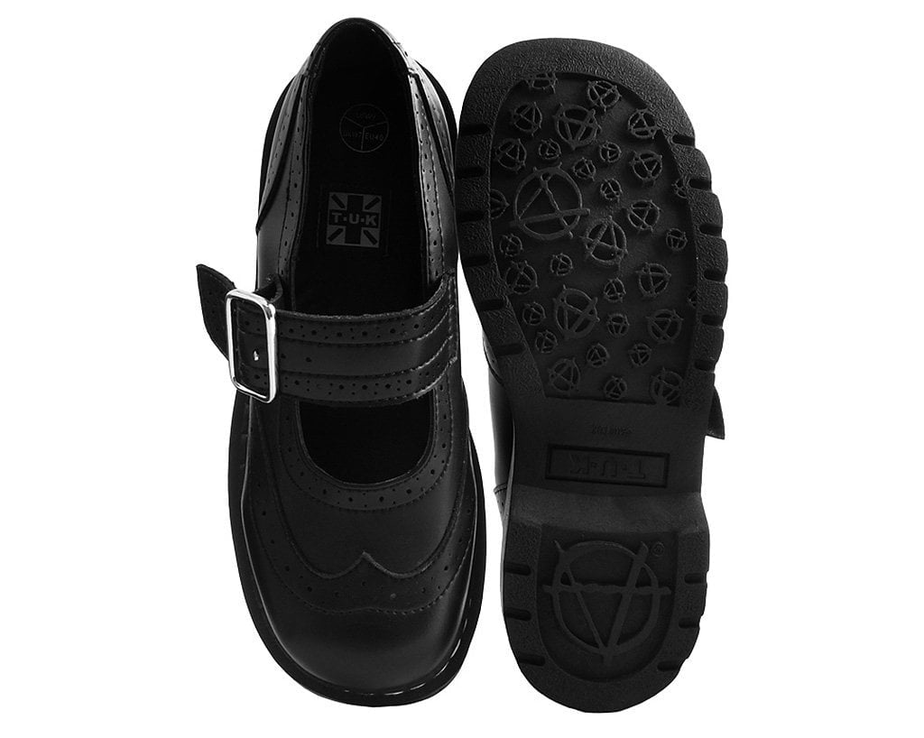 T2269 Black TUKskin™ Brogue Mary Jane Black T.U.K. Shoes