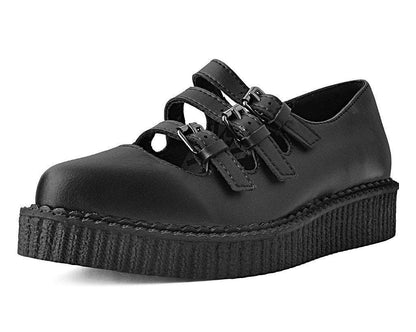 A9733L Black TUKskin™ Pointed 3-Strap Mary Jane Black T.U.K. Shoes