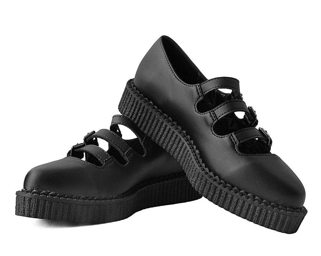 A9733L Black TUKskin™ Pointed 3-Strap Mary Jane Black T.U.K. Shoes