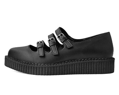 A9733L Black TUKskin™ Pointed 3-Strap Mary Jane Black T.U.K. Shoes