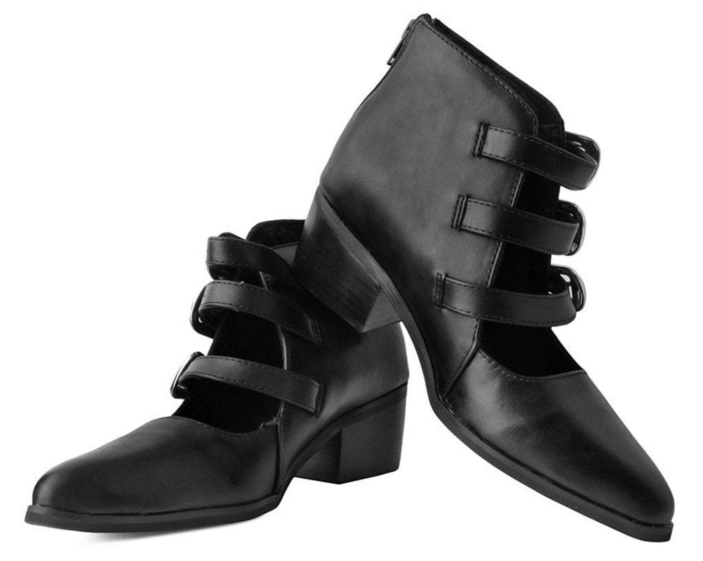 A9625L Black Western Buckle Block Heel Black T.U.K. Shoes
