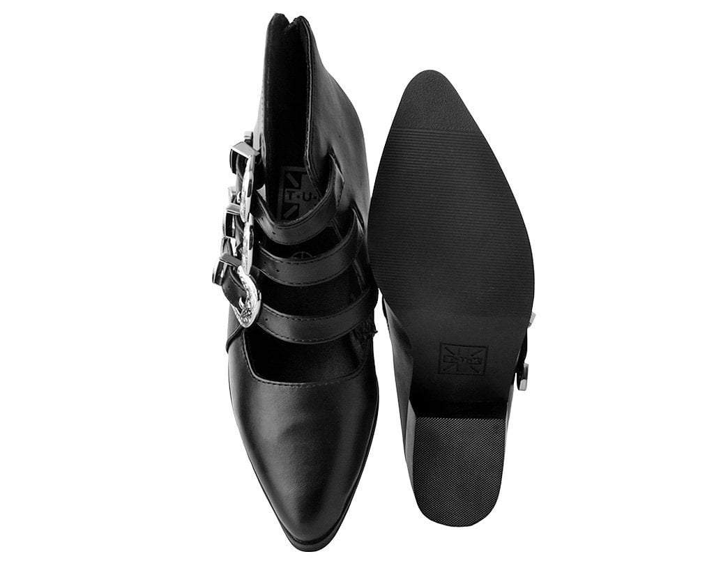 A9625L Black Western Buckle Block Heel Black T.U.K. Shoes