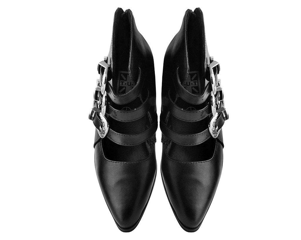 A9625L Black Western Buckle Block Heel Black T.U.K. Shoes