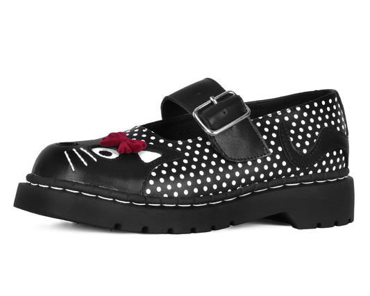 T2353 Black Polka Dot Kitty Mary Jane Black/White/Red T.U.K. Shoes