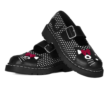 T2353 Black Polka Dot Kitty Mary Jane Black/White/Red T.U.K. Shoes