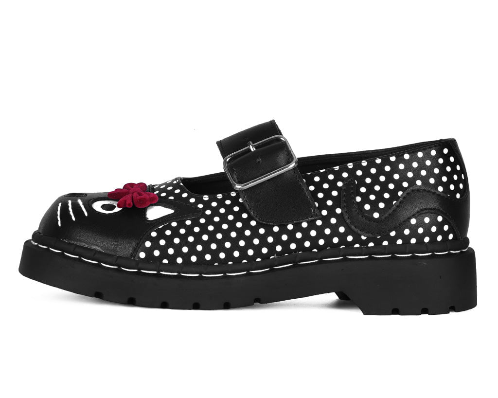 T2353 Black Polka Dot Kitty Mary Jane Black/White/Red T.U.K. Shoes