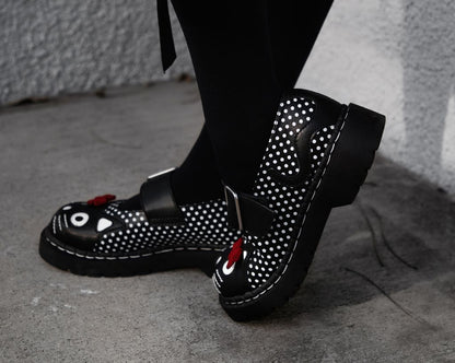 T2353 Black Polka Dot Kitty Mary Jane Black/White/Red T.U.K. Shoes