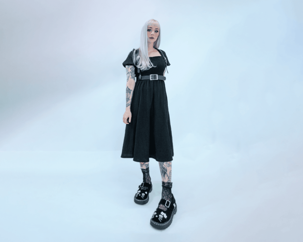 T2327 Black Suede Kitty Flower Mary Jane Black/White T.U.K. Shoes