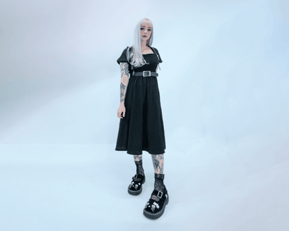 T2327 Black Suede Kitty Flower Mary Jane Black/White T.U.K. Shoes