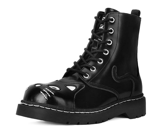 T2343 Black Leather Kitty Boot Black T.U.K. Shoes