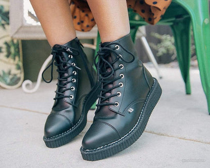 A9636 Black TUKskin™ Pointed Lace Up Boot Black T.U.K. Shoes