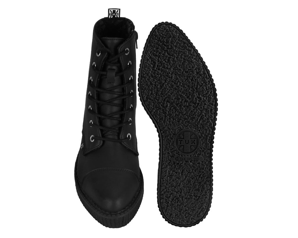 A9636 Black TUKskin™ Pointed Lace Up Boot Black T.U.K. Shoes