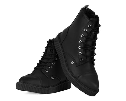 A9636 Black TUKskin™ Pointed Lace Up Boot Black T.U.K. Shoes