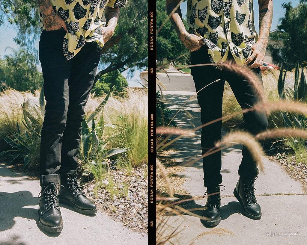 A9636 Black TUKskin™ Pointed Lace Up Boot Black T.U.K. Shoes