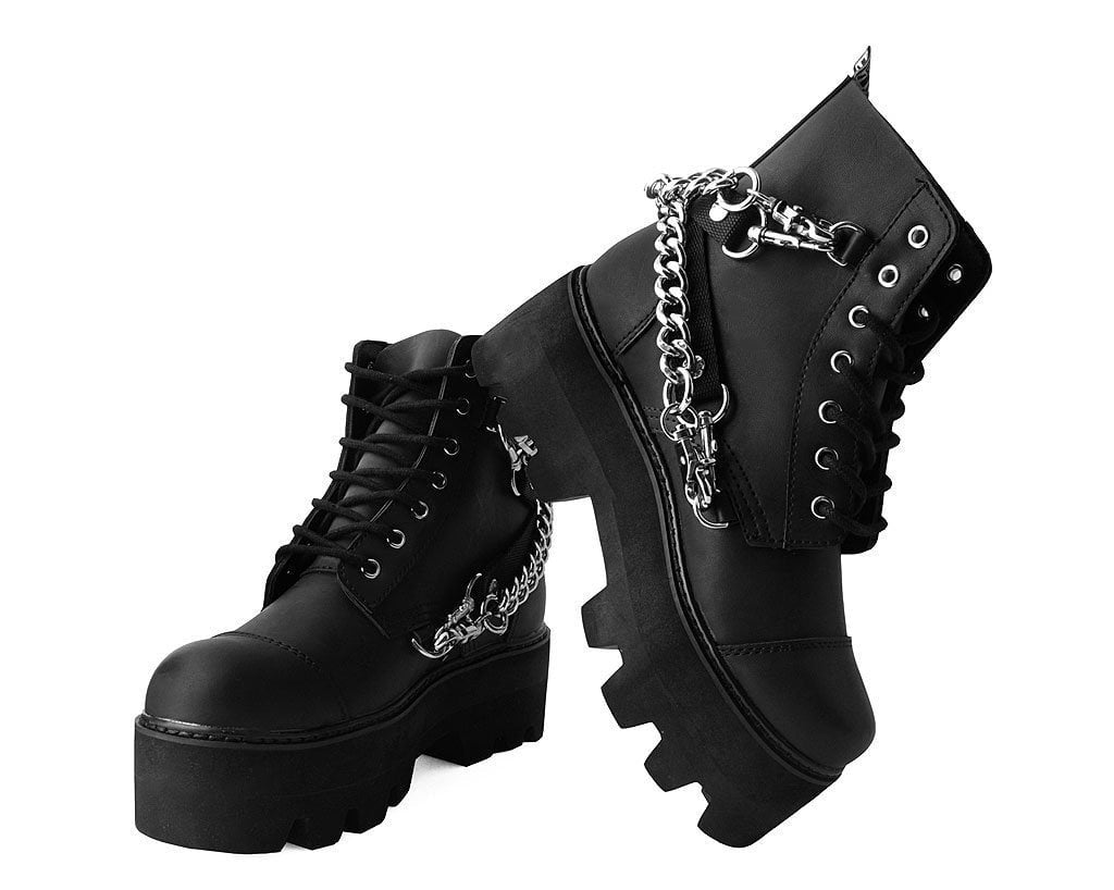A9752 Black 7-Eye Chain & Strap Dino Lug Boot Black T.U.K. Shoes