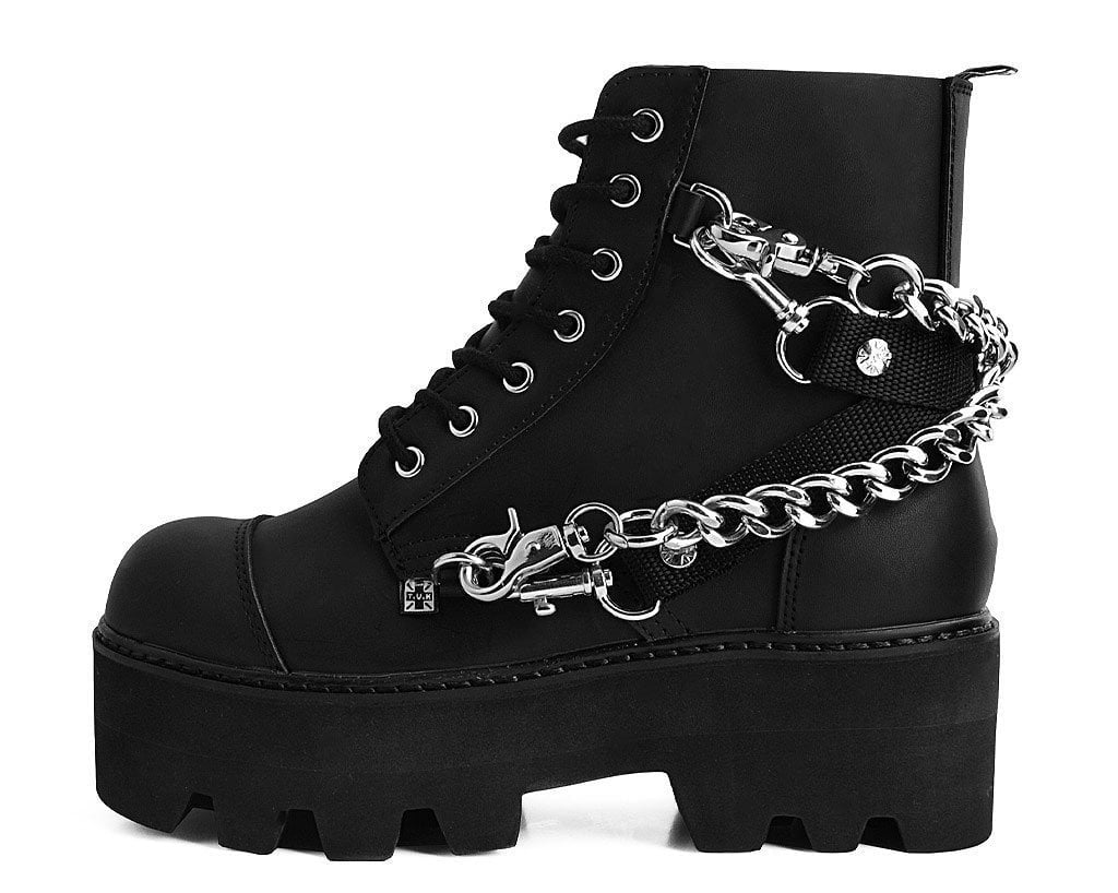 A9752 Black 7-Eye Chain & Strap Dino Lug Boot Black T.U.K. Shoes