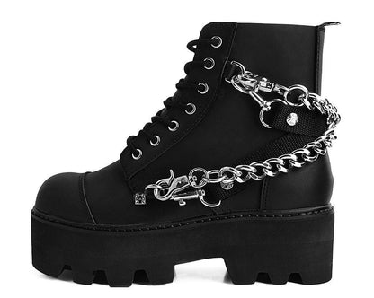 A9752 Black 7-Eye Chain & Strap Dino Lug Boot Black T.U.K. Shoes