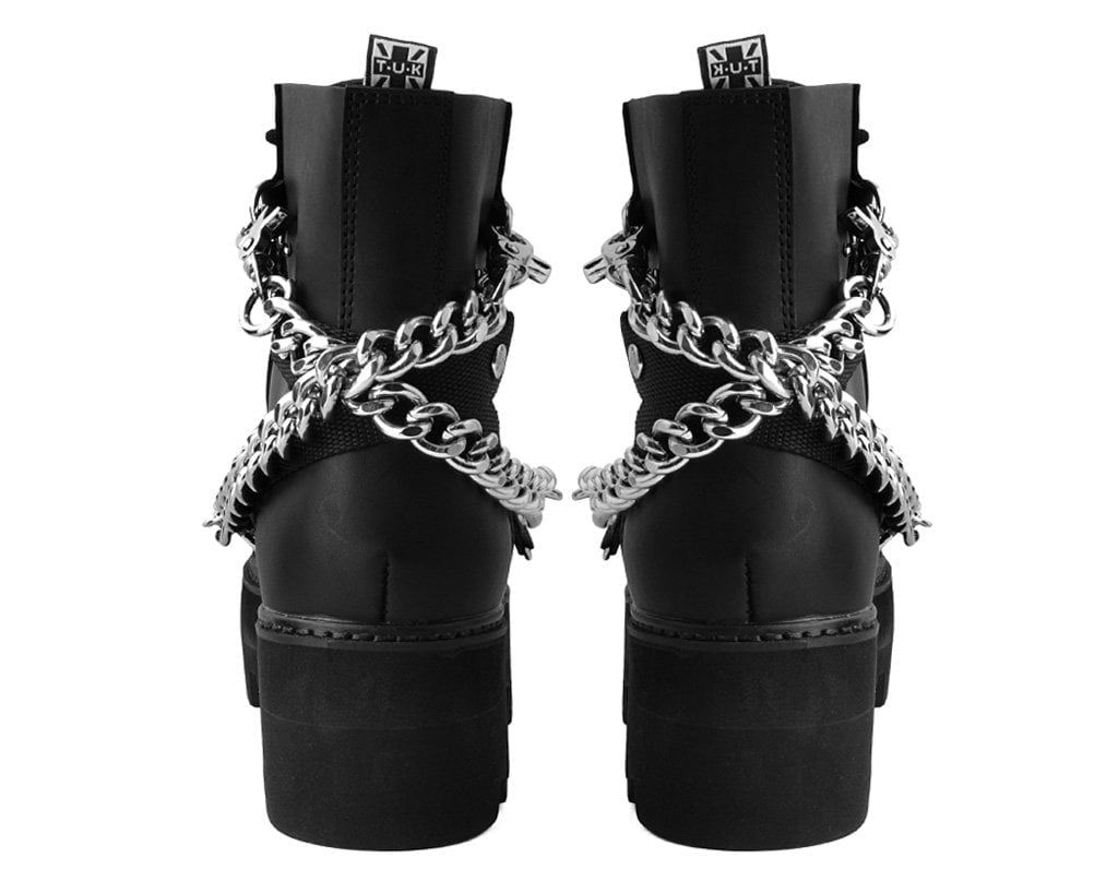 A9752 Black 7-Eye Chain & Strap Dino Lug Boot Black T.U.K. Shoes