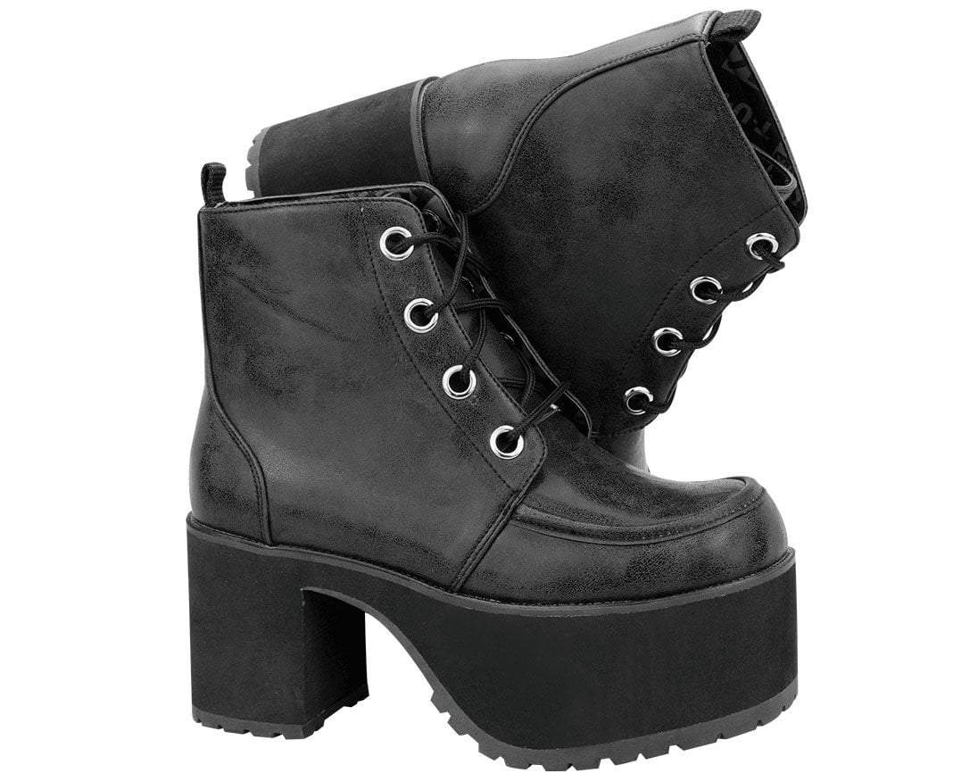 A8663L Distressed Ankle Nosebleed Boot Black T.U.K. Shoes