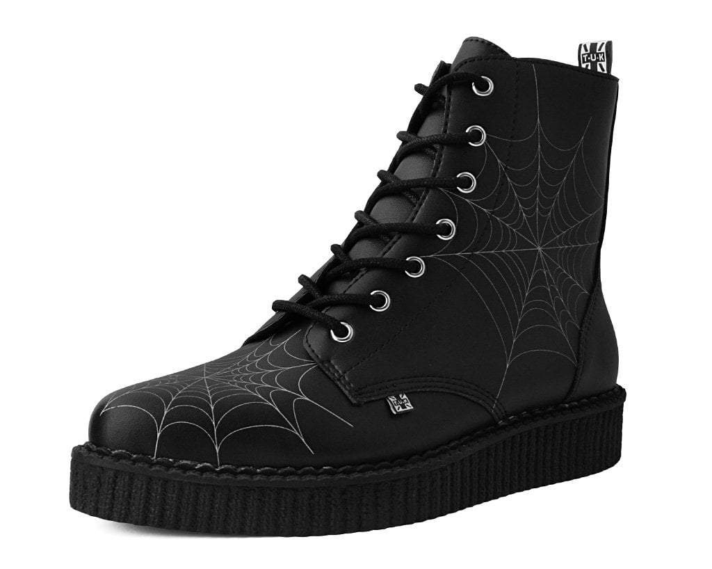 A9746 Black  TUKskin™ 7-Eye Spiderweb Glow Boot Black/White T.U.K. Shoes