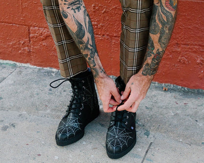 A9746 Black  TUKskin™ 7-Eye Spiderweb Glow Boot Black/White T.U.K. Shoes