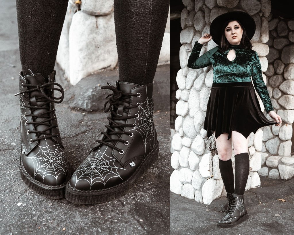 A9746 Black  TUKskin™ 7-Eye Spiderweb Glow Boot Black/White T.U.K. Shoes