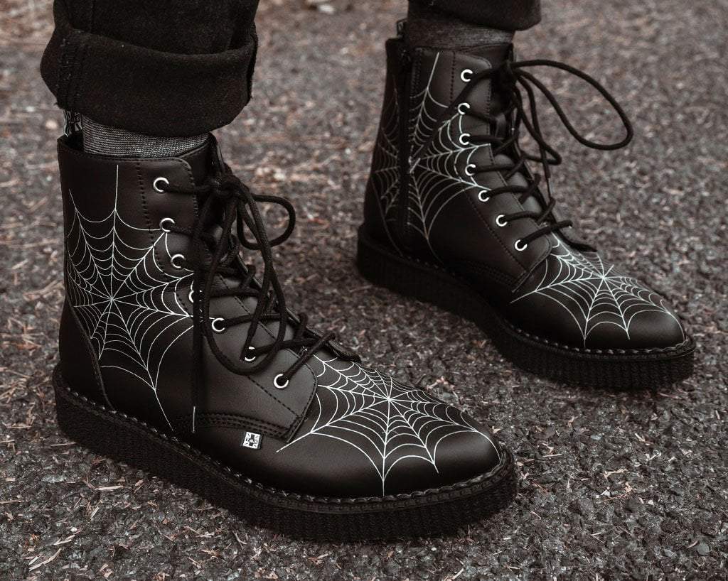 A9746 Black  TUKskin™ 7-Eye Spiderweb Glow Boot Black/White T.U.K. Shoes
