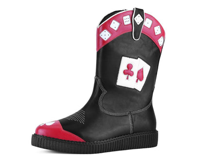 A3440 Black & Red Playing Cards Western Creeper Boot Blackred T.U.K. Shoes
