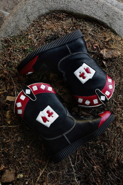 A3440 Black & Red Playing Cards Western Creeper Boot Blackred T.U.K. Shoes