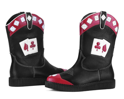 A3440 Black & Red Playing Cards Western Creeper Boot Blackred T.U.K. Shoes