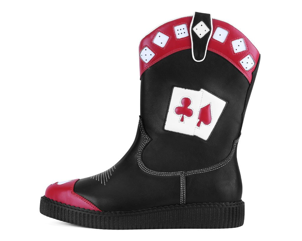 A3440 Black & Red Playing Cards Western Creeper Boot Blackred T.U.K. Shoes