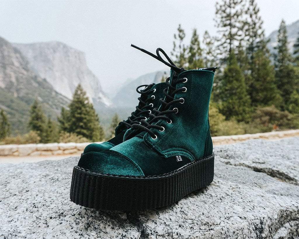 V9759L Green Velvet 7-Eye Viva Mondo Boot Green T.U.K. Shoes