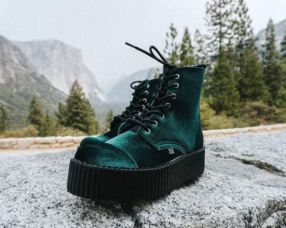 V9759L Green Velvet 7-Eye Viva Mondo Boot Green T.U.K. Shoes