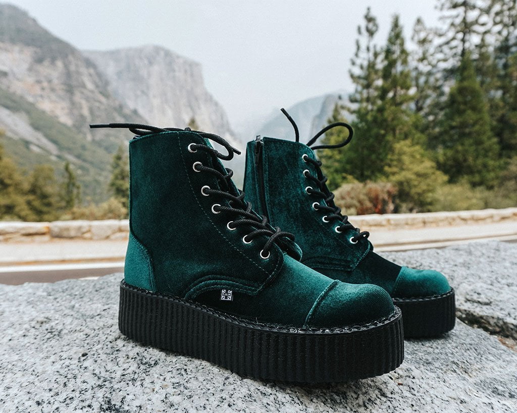 V9759L Green Velvet 7-Eye Viva Mondo Boot Green T.U.K. Shoes