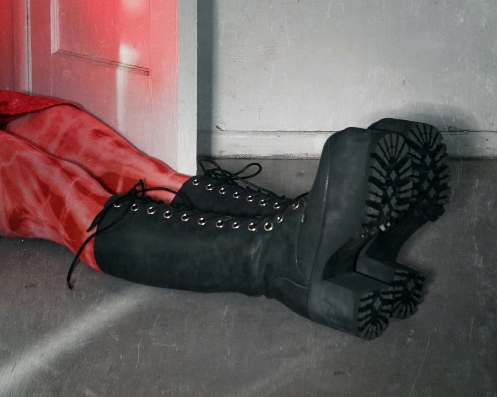A9649L Distressed Knee-High Nosebleed Boot Black T.U.K. Shoes