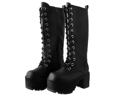 A9649L Distressed Knee-High Nosebleed Boot Black T.U.K. Shoes