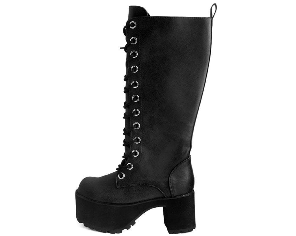 A9649L Distressed Knee-High Nosebleed Boot Black T.U.K. Shoes