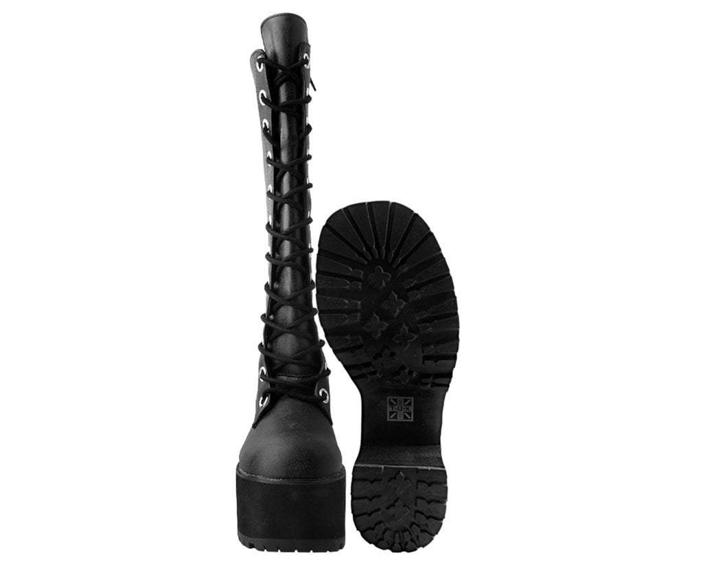 A9649L Distressed Knee-High Nosebleed Boot Black T.U.K. Shoes