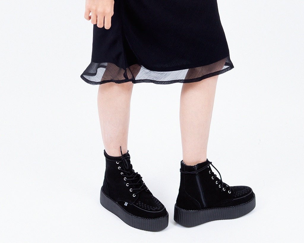 V3332 Black Suede Interlace Viva Mondo Boot Black T.U.K. Shoes