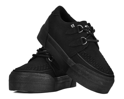 A3328 Black Canvas Interlace Platform Creeper Sneaker Black T.U.K. Shoes