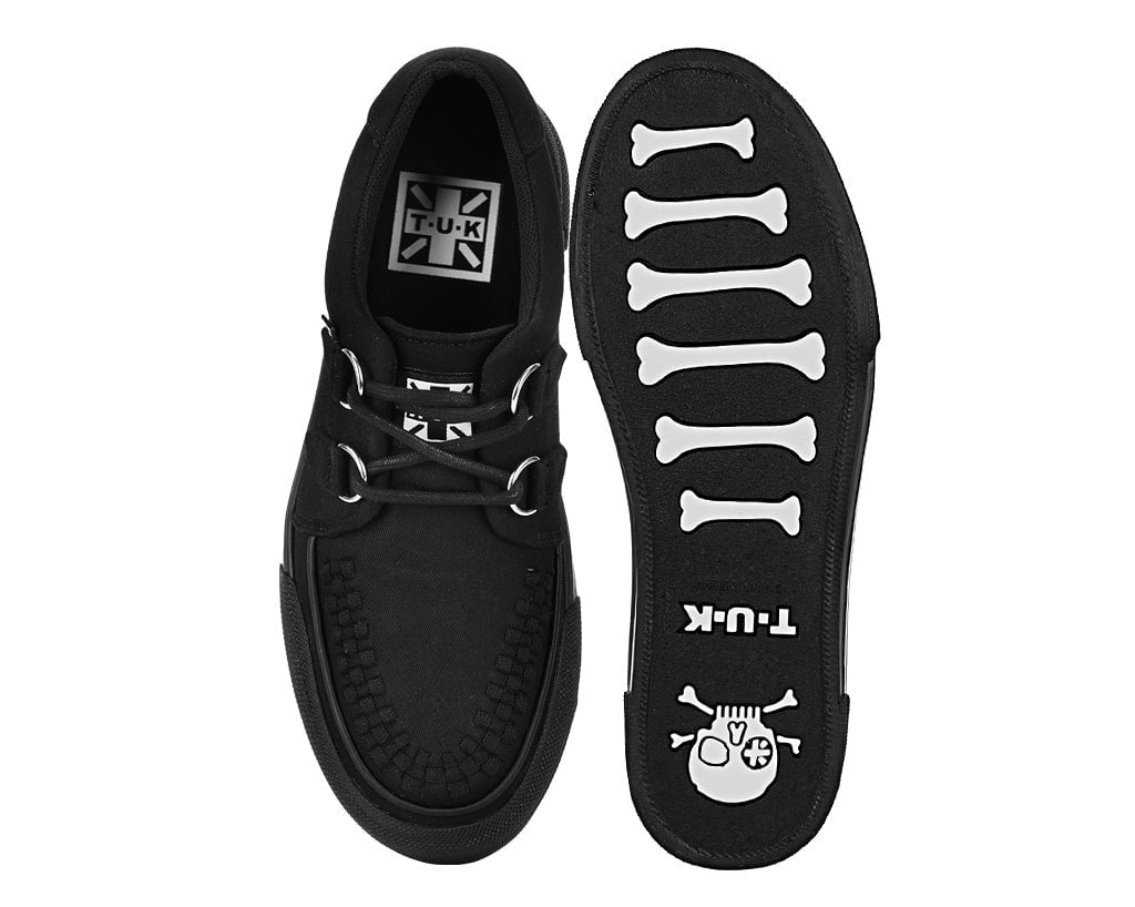 A3328 Black Canvas Interlace Platform Creeper Sneaker Black T.U.K. Shoes