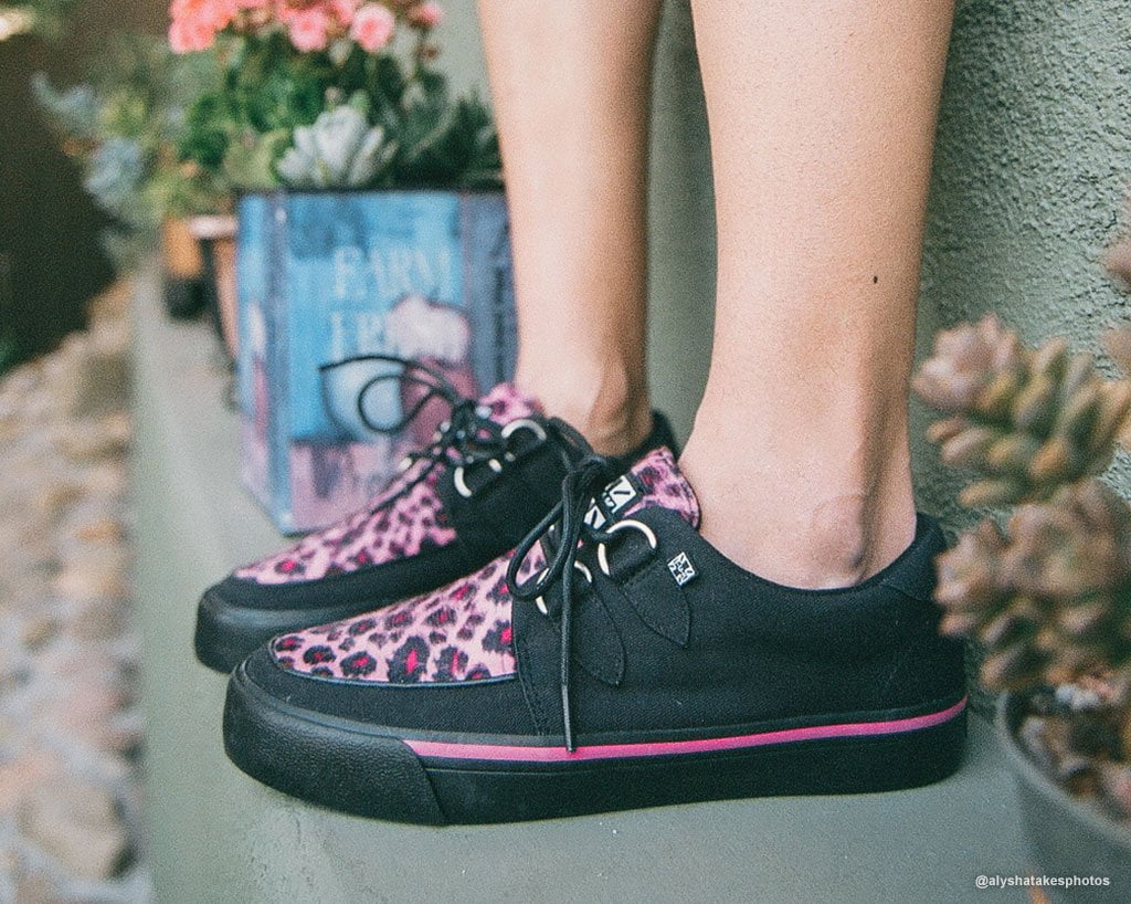 A9483 Black & Pink Leopard Sneaker Pink/Leopard T.U.K. Shoes