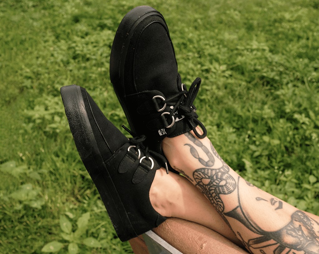 A9486 Black Basic Twill D-Ring Sneaker Black T.U.K. Shoes
