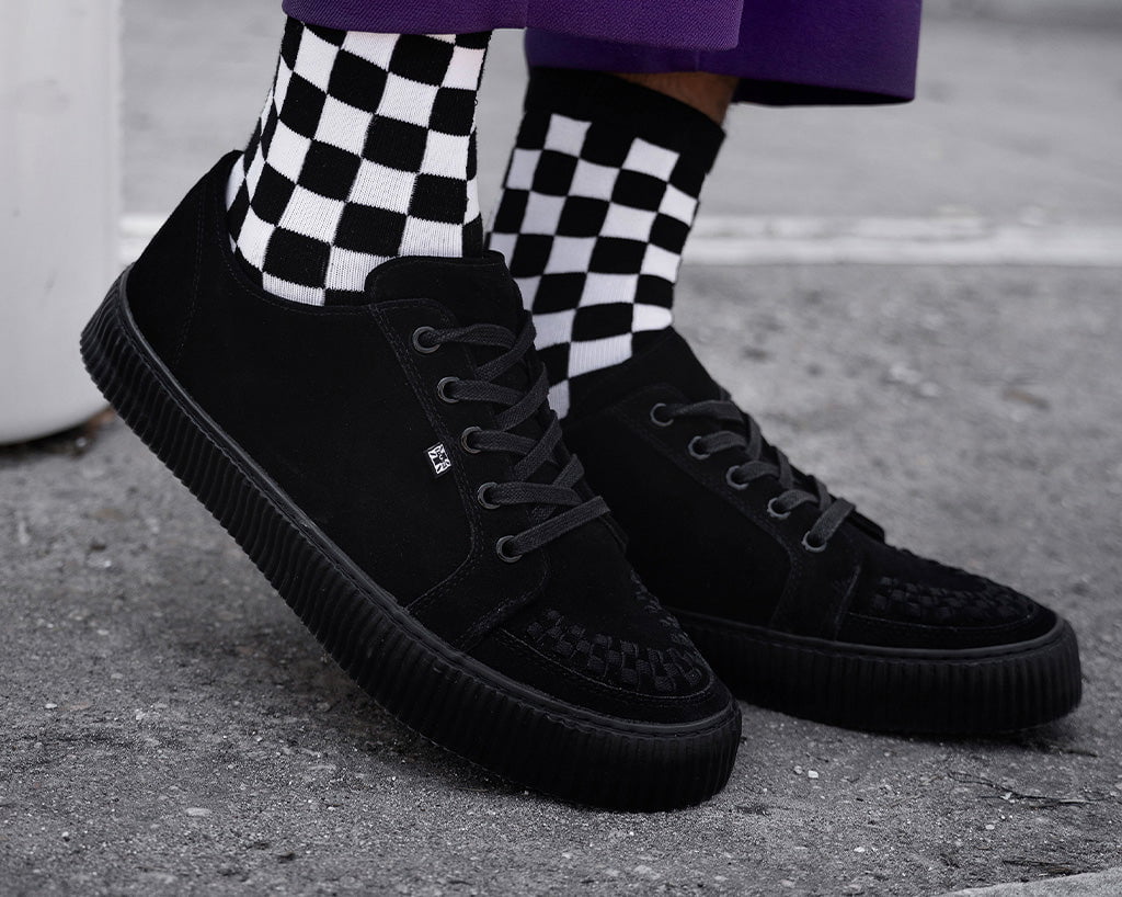 A3313 Black Suede Lace-Up Creeper Sneaker Black T.U.K. Shoes