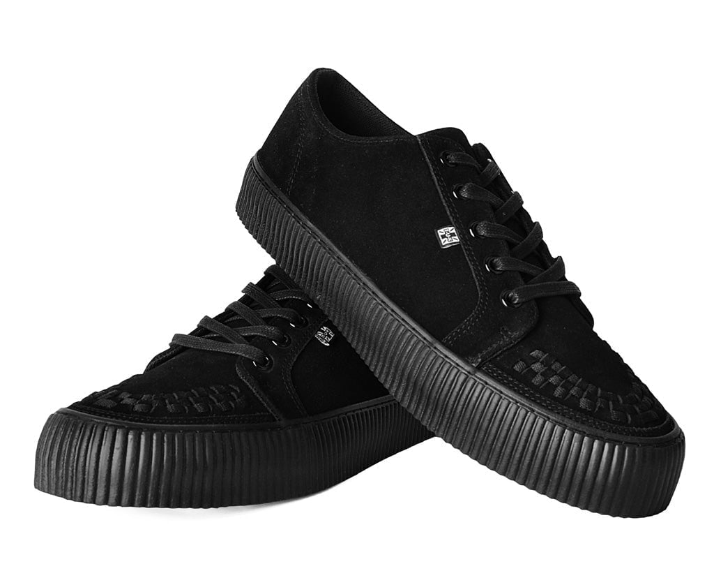 A3313 Black Suede Lace-Up Creeper Sneaker Black T.U.K. Shoes