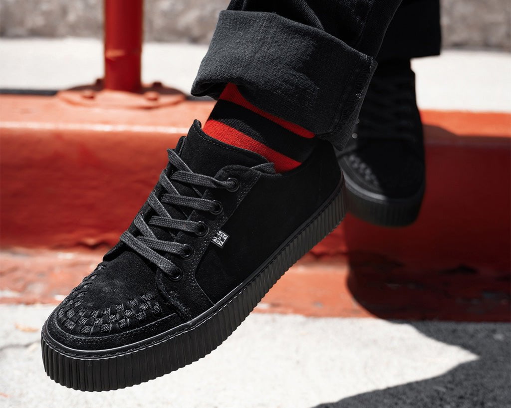 A3313 Black Suede Lace-Up Creeper Sneaker Black T.U.K. Shoes