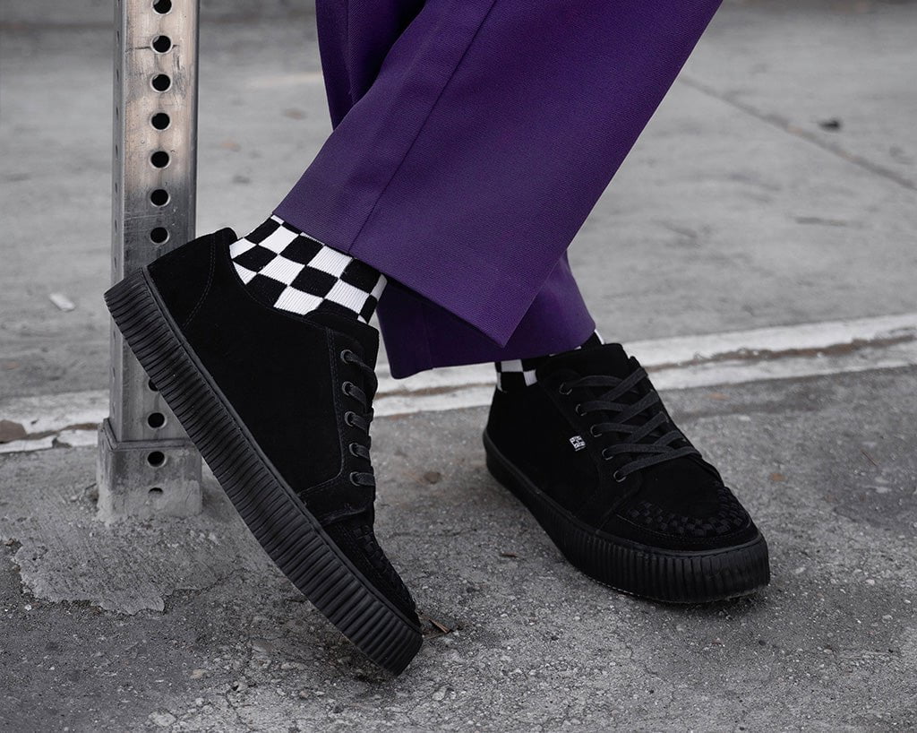 A3313 Black Suede Lace-Up Creeper Sneaker Black T.U.K. Shoes