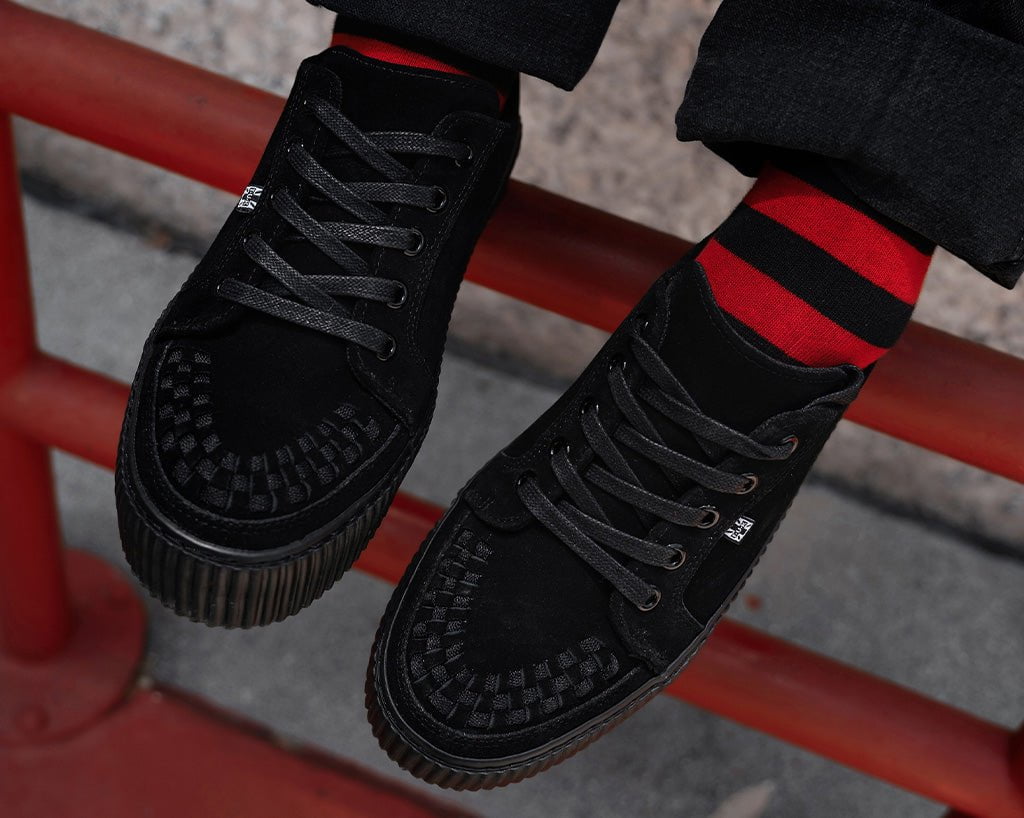 A3313 Black Suede Lace-Up Creeper Sneaker Black T.U.K. Shoes