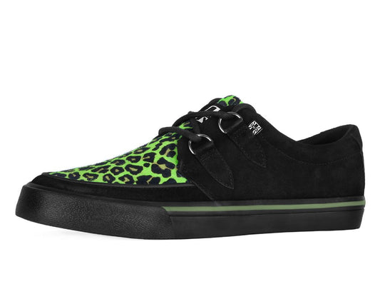 A3399 Black & Green Leopard Suede Creeper Sneaker Blackgreen T.U.K. Shoes